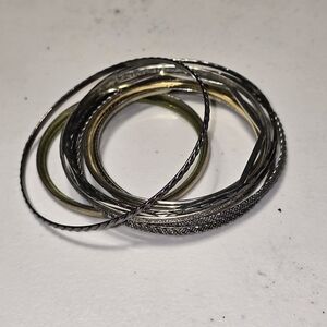 Lot of 12 Various Metal Bangle Bracelets 18